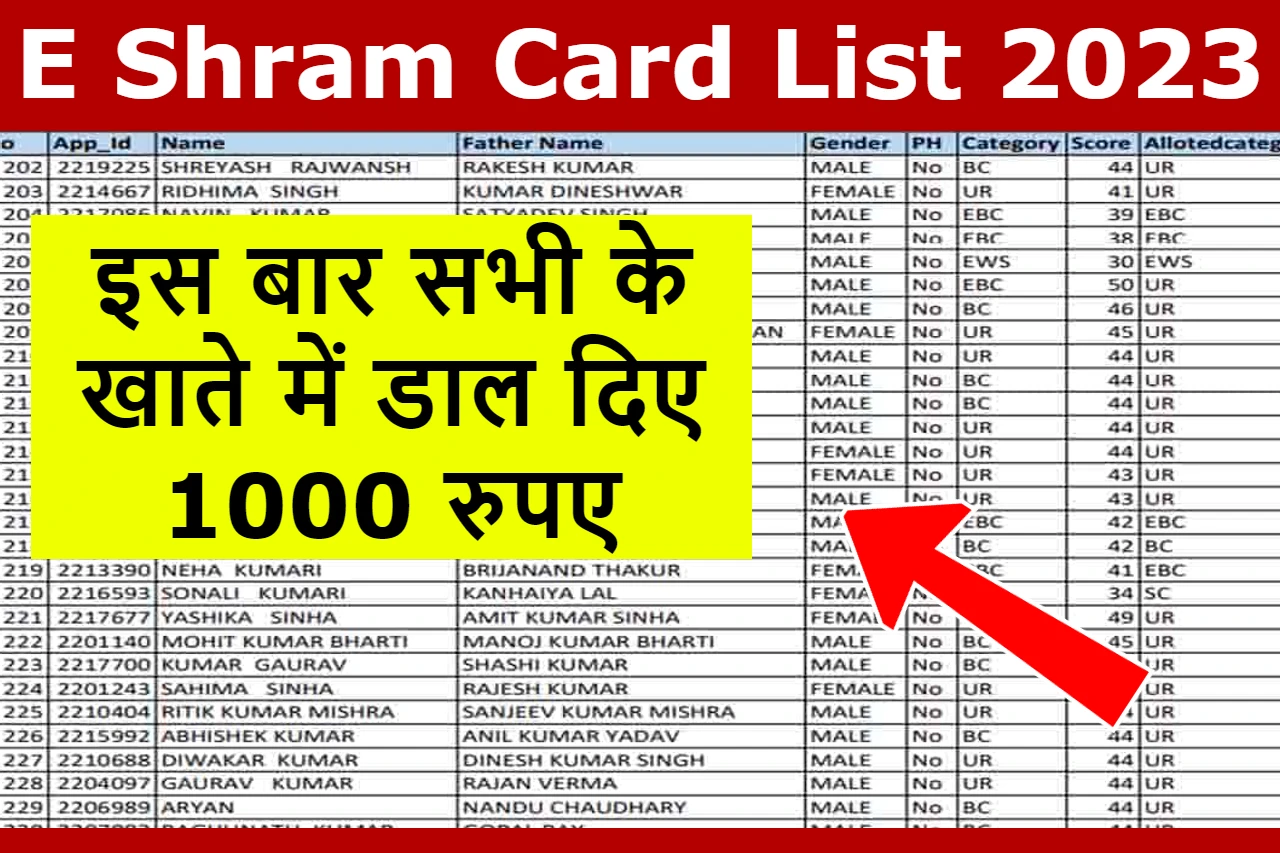 E Shram Card List 2023