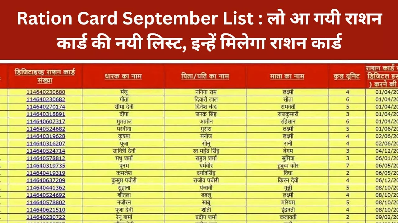 Ration Card September List