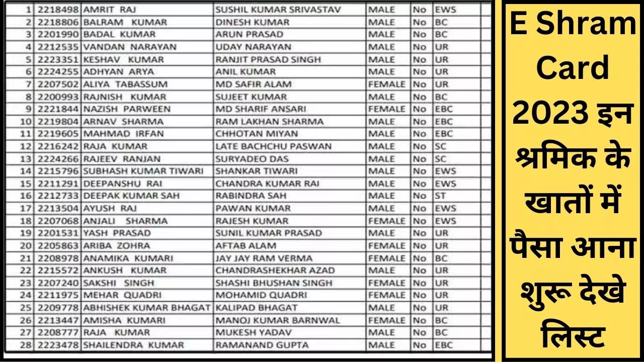 E Shram Card List 2023