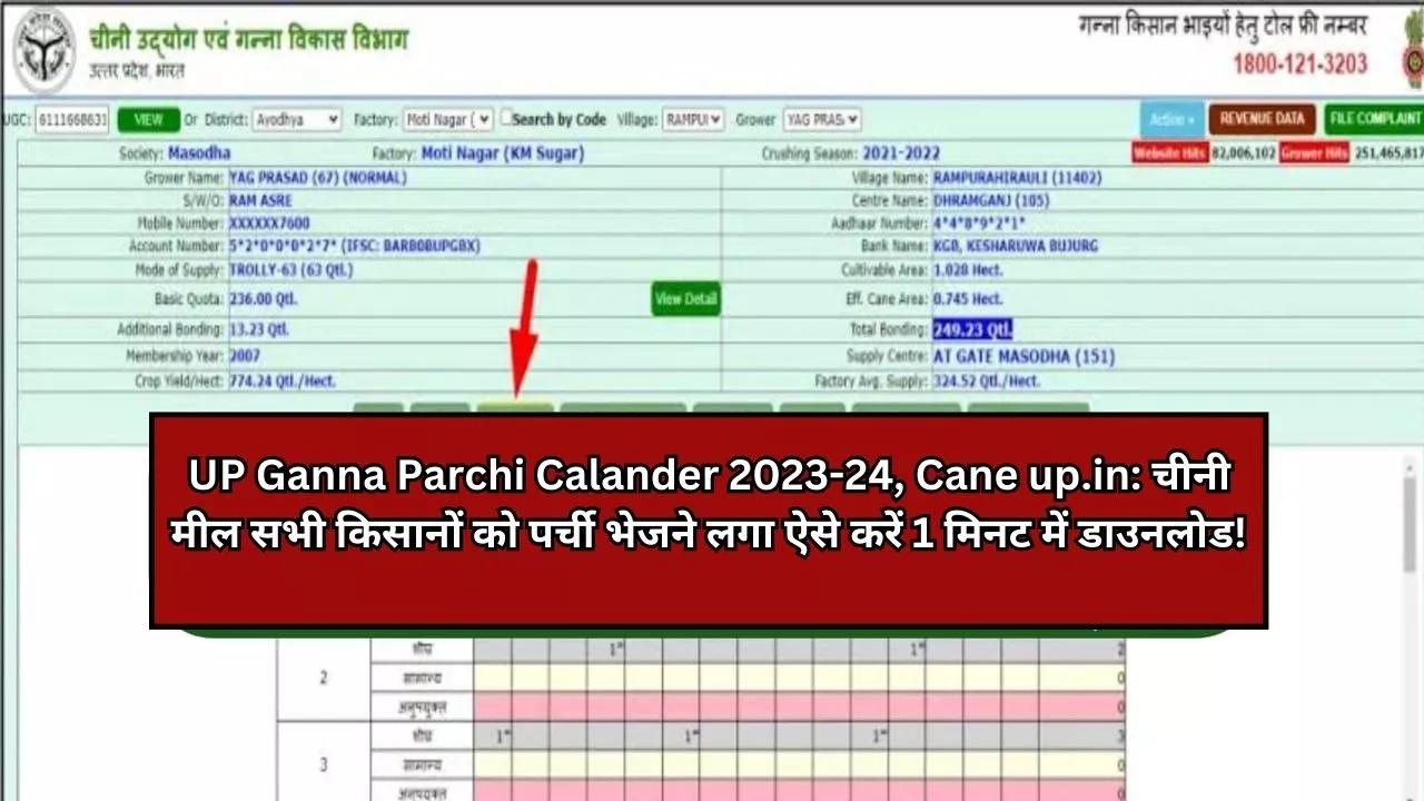 UP Ganna Parchi Calander 2023-24