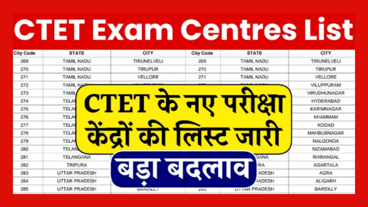 CTET Exam Centres List 2024